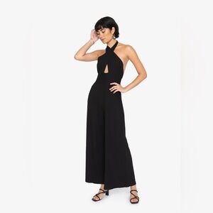 Black knit halter jumpsuit
